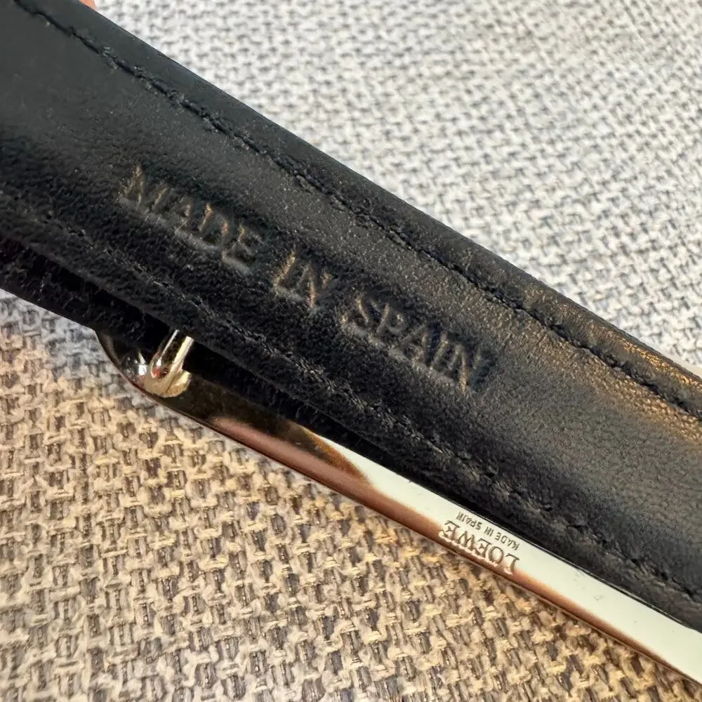LOEWE calf leather Anagram logo Silver buckle belt Size 70 Spain Luxury Designer